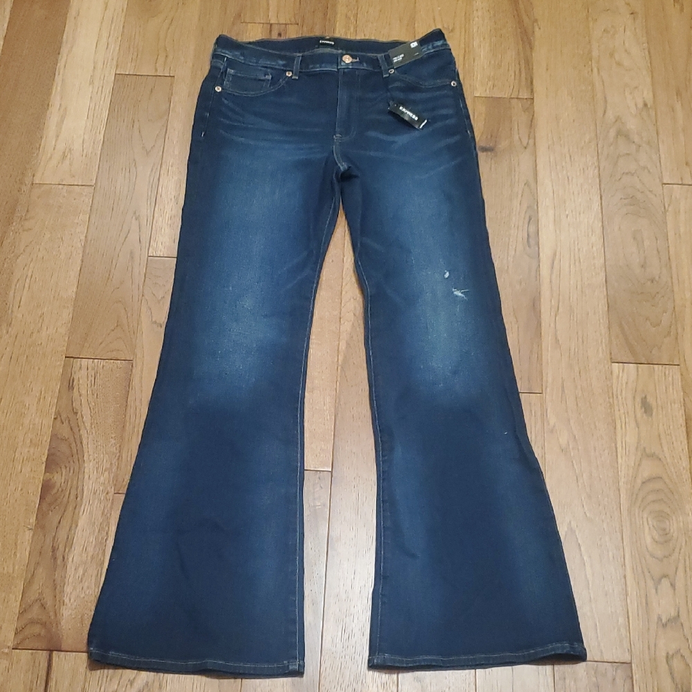 Express Dark Blue Flare Jeans